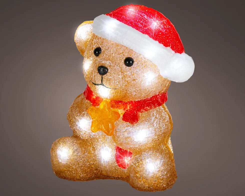 Lumineo kerstfiguur beer met verlichting 13,6 x 16,5 x 21 cm
