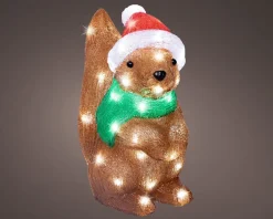 Lumineo kerstfiguur eekhoorn met verlichting 16 x 30 x 30 cm
