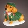 Lumineo kerstfiguur hond bruin / groen met verlichting 14,5 x 24 x 24 cm