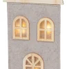 Lumineo kerstfiguur huis grijs met verlichting 12 x 4,7 x 22 cm