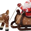 Lumineo kerstfiguur kerstman met slee rood / bruin met verlichting 82,5 x 33 x 47 cm