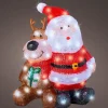 Lumineo kerstfiguur kerstman met rendier met verlichting 34 x 18 x 39 cm