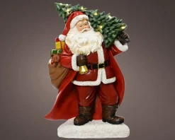 Lumineo kerstfiguur kerstman cadeauzak met verlichting 25 x 12 x 38,5 cm