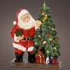 Lumineo kerstfiguur kerstman bij boom met verlichting 23 x 8,5 x 30 cm
