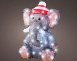 Lumineo kerstfiguur olifant met verlichting 33 x 32,5 x 46 cm