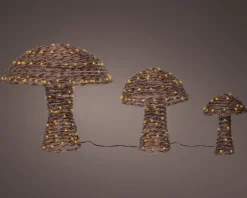 Lumineo kerstfiguur paddenstoelen met verlichting D 50 cm 3 stuks