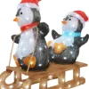 Lumineo kerstfiguur pinguin slee met verlichting 61,5 x 31 x 56,5 cm