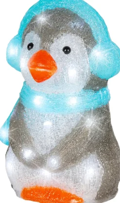 Lumineo kerstfiguur pinguïn met verlichting 16 x 16,7 x 24,5 cm