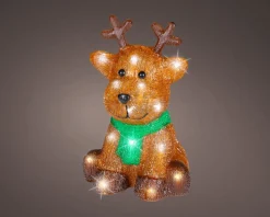 Lumineo kerstfiguur rendier met verlichting 17 x 18 x 25 cm