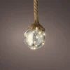 Lumineo kersthanger bal aan touw zilver met verlichting D 20 cm