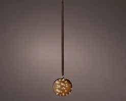 Lumineo kersthanger bal bruin met verlichting D 20 cm