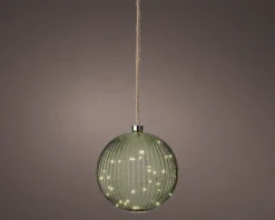 Lumineo kersthanger bal groen met verlichting D 20 cm
