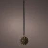 Lumineo kersthanger bal in ring zwart met verlichting 6,5 x 26 x 26 cm