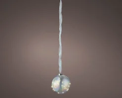 Lumineo kersthanger bal iriserend met verlichting D 20 cm