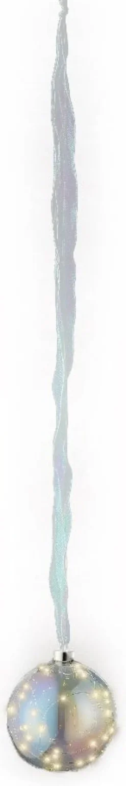 Lumineo kersthanger bal iriserend met verlichting D 14 cm