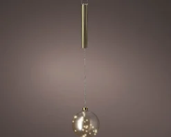 Lumineo kersthanger bal oranje met verlichting D 14 cm