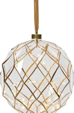 Lumineo kersthanger bal transparant met verlichting D 20 cm