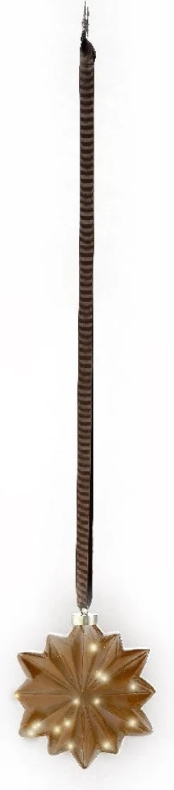 Lumineo kersthanger bloem bruin met verlichting 8 x 19 x 19 cm