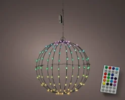 Lumineo kersthanger bol zwart met verlichting D 30 cm