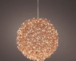 Lumineo kersthanger Curl bol koper met verlichting D 35 cm