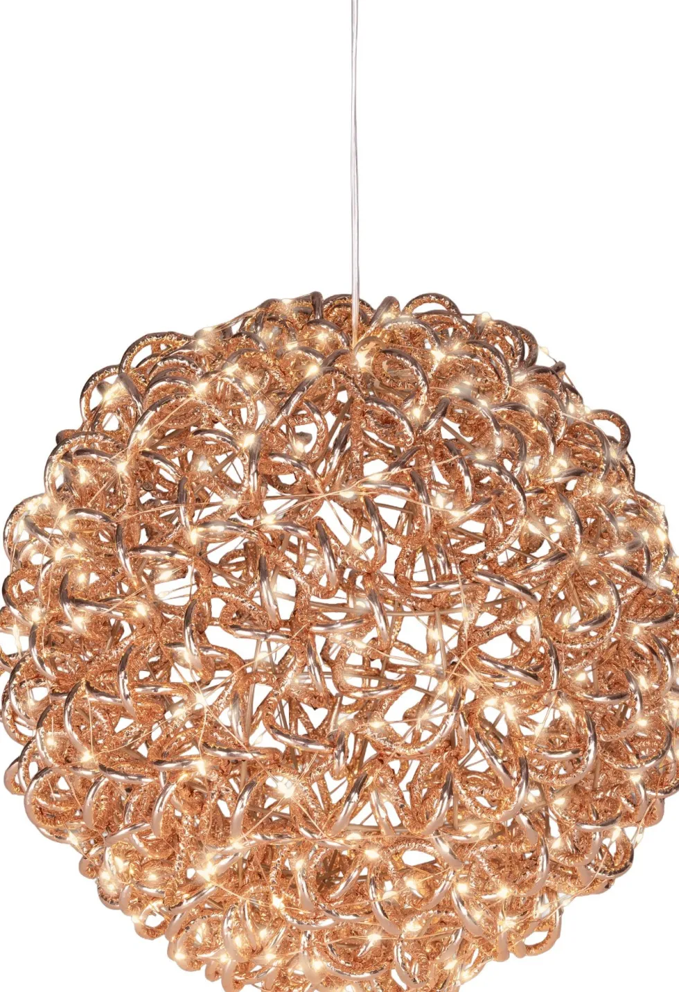 Lumineo kersthanger Curl bol koper met verlichting D 35 cm