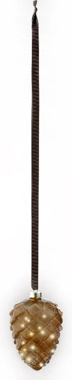 Lumineo kersthanger dennenappel bruin met verlichting D 15 H 21 cm