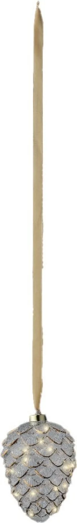 Lumineo kersthanger dennenappel transparant met verlichting D 15 H 21 cm