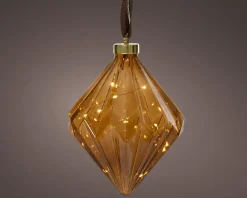 Lumineo kersthanger diamant bruin transparant D 16 H 20 cm