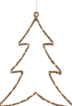 Lumineo kersthanger kerstboom goud met verlichting 34 x 46 x 1 cm