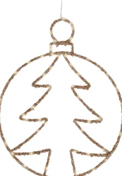 Lumineo kersthanger kerstboom goud met verlichting 38 x 49 x 1 cm