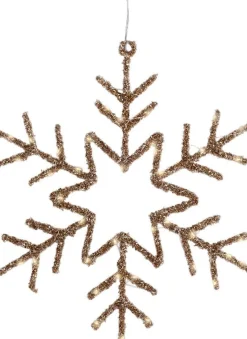 Lumineo kersthanger sneeuwvlok goud met verlichting 38 x 38 x 1 cm