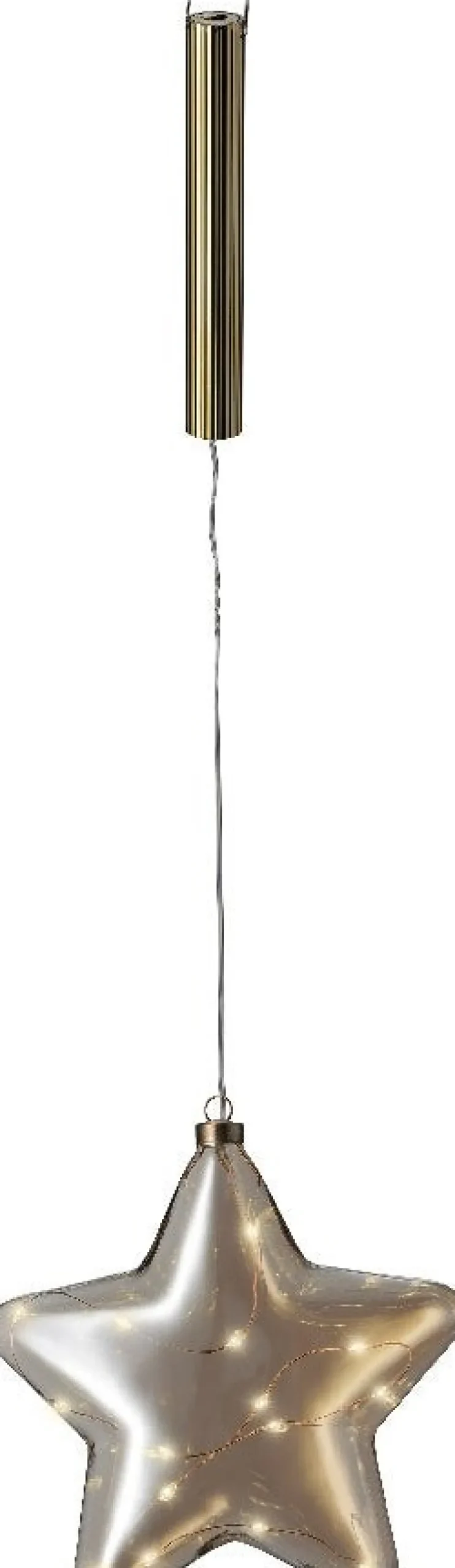 Lumineo kersthanger Sofia ster bruin met verlichting D 20 H 6,5 cm
