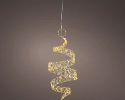Lumineo kersthanger spiraal goud met verlichting D 18 H 41 cm