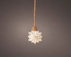 Lumineo kersthanger ster zilver met verlichting D 19 H 25 cm