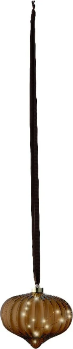 Lumineo kersthanger ui bruin met verlichting D 20 H 21 cm