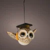 Lumineo kerst ornament uil bruin met verlichting 10,5 x 16 x 9,5 cm