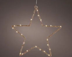 Lumineo kerstster goud met verlichting D 38 H 1 cm
