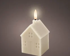 Lumineo LED stompkaars huis Talo crème 6 x 6 x 11,3 cm