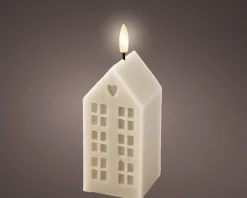 Lumineo LED stompkaars huis Talo crème 6 x 6 x 14,8 cm