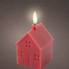Lumineo LED stompkaars huis Talo rood 6 x 6 x 11,3 cm