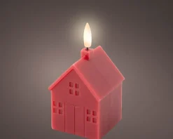 Lumineo LED stompkaars huis Talo rood 6 x 6 x 11,3 cm