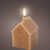 Lumineo LED stompkaars huis Talo bruin 6 x 6 x 11,3 cm