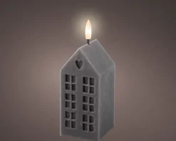 Lumineo LED stompkaars huis Talo grijs 6 x 6 x 14,8 cm