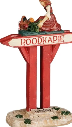 Luville Efteling kerstdorpminiatuur roodkapje wegwijzer 4,8 x 3 x 8 cm