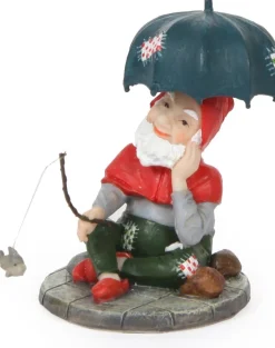 LuVille Efteling kerstdorpminiatuur kabouter vissend D 6,5 H 6,5 cm