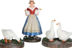 LuVille Efteling kerstdorpminiatuur ganzenhoedster 3 x 3 x 7,5 cm 3-delig