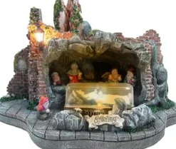 LuVille Efteling kersthuisje huis van Sneeuwwitje met verlichting 23 x 14 x 15 cm