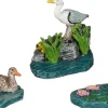 Luville General kerstdorpminiatuur heron and ducks (reiger en eenden) 4 x 2,5 x 4 cm 3 stuks