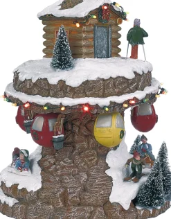 LuVille kerstdorpminiatuur kabelbaan berg 21,5 x 22,5 x 28 cm