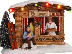 LuVille kerstdorpminiatuur bratwurst kraam 13,5 x 10,5 x 9,5 cm